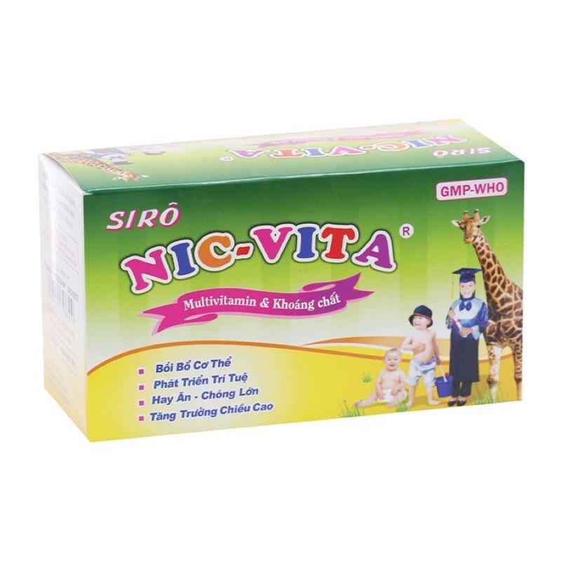 Syrup nic - vita siro giúp trẻ ăn ngon, cung cấp các vitamin và khoáng chất giúp bé ăn ngon, mau lớn - hộp 20 ống