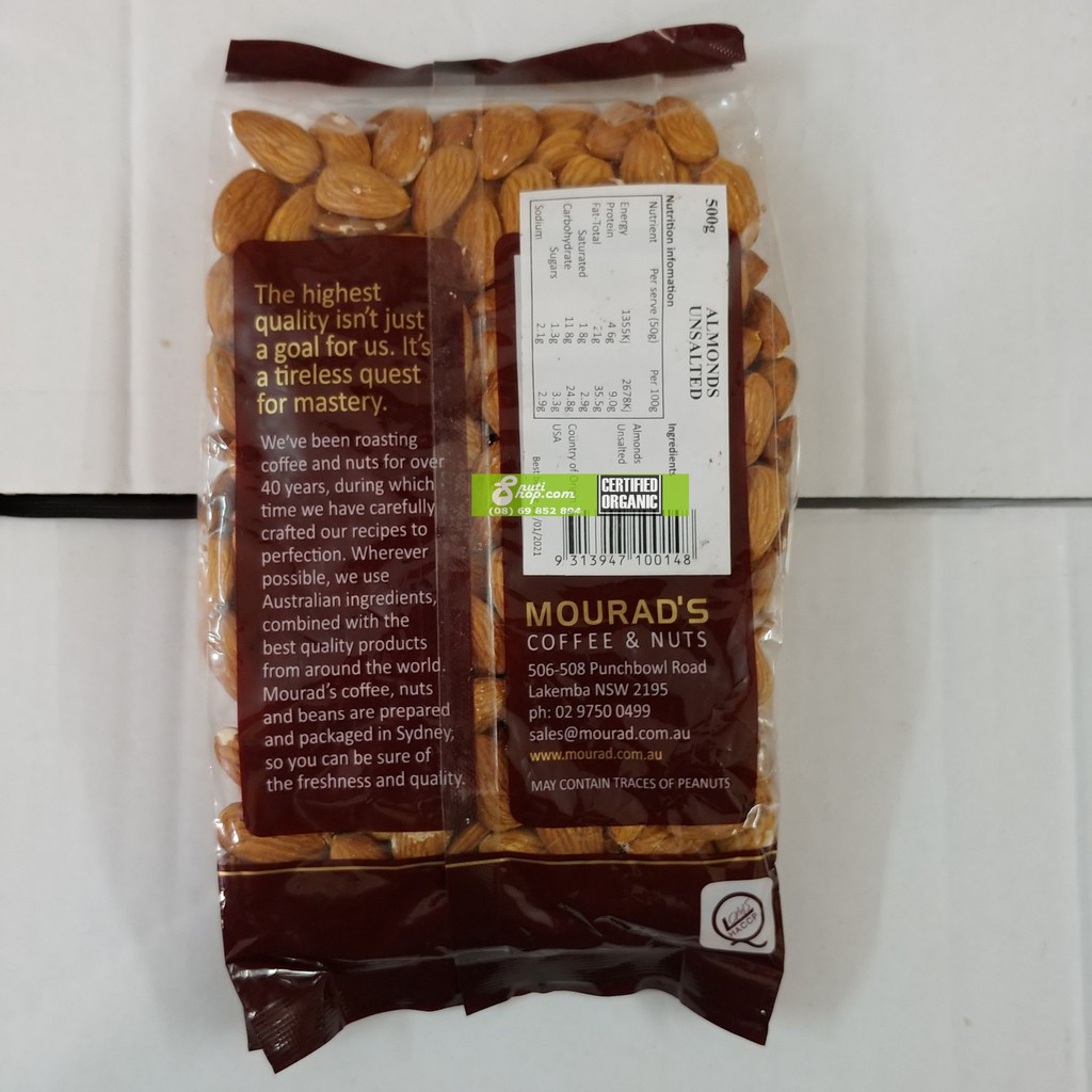 Hạt dinh dưỡng Mourads Úc 500 g (Hạnh nhân SẤY CHÍN)