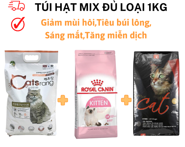 Hạt mix cho mèo CANIN KITTEN + CATSEYE + CATSRANG (túi 1kg)
