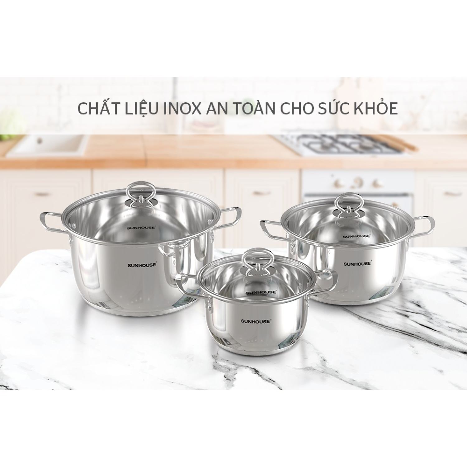 NỒI INOX 5 ĐÁY Sunhouse SHG788 (16-20-24cm)