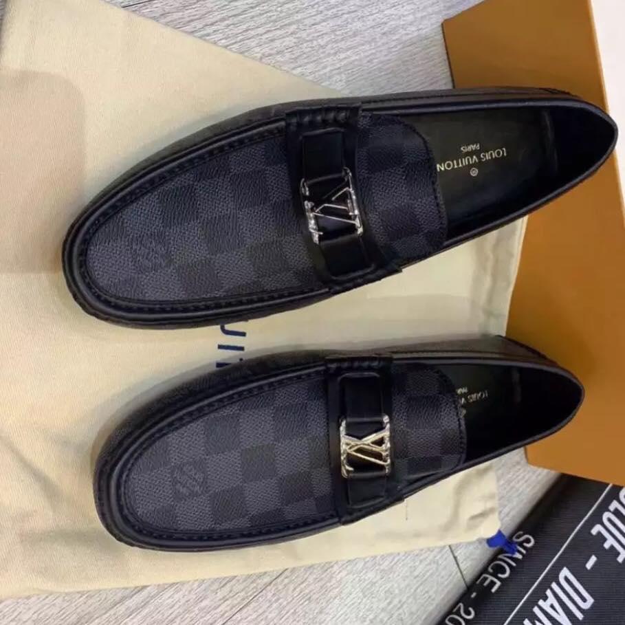 Giầy lười mọi LLVV đen xám nam