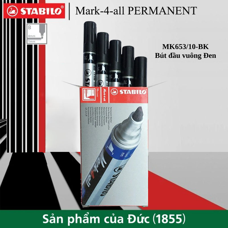 Combo bút lông dầu stabilo mark-4-all permanent 3/6/10/12 cây đầu tròn/vuông