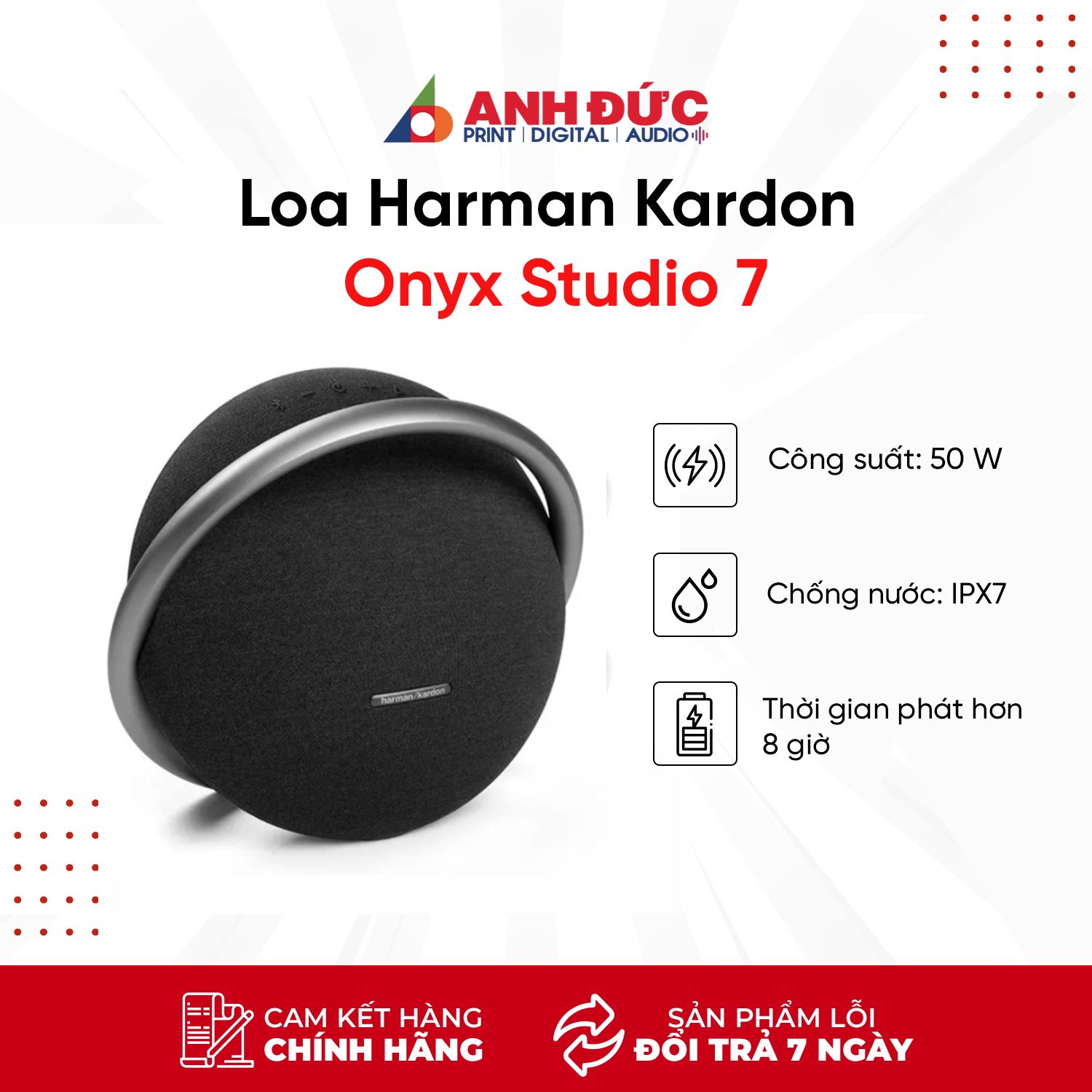 Loa Bluetooth Harman Kardon Onyx Studio 7 (công suất 50W) - Hàng Chính Hãng PGI