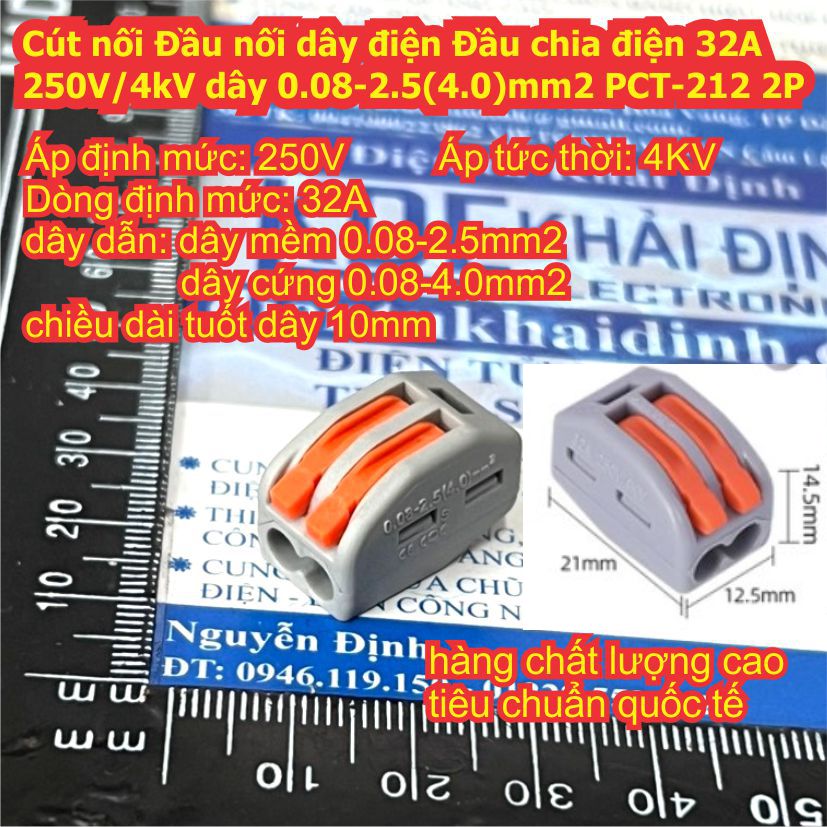 10 cái cút nối đầu nối chia dây điện 32a 250v/4kv dây 0.08-2.5mm2 pct pct-212 pct-213 pct-214 pct-215 2p~5p kde7660