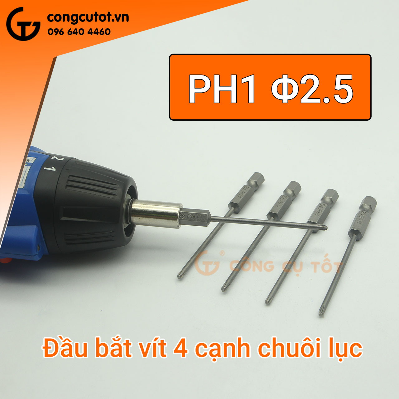 Bộ 5 đầu bắt vít 4 cạnh PH1 dài 75mm