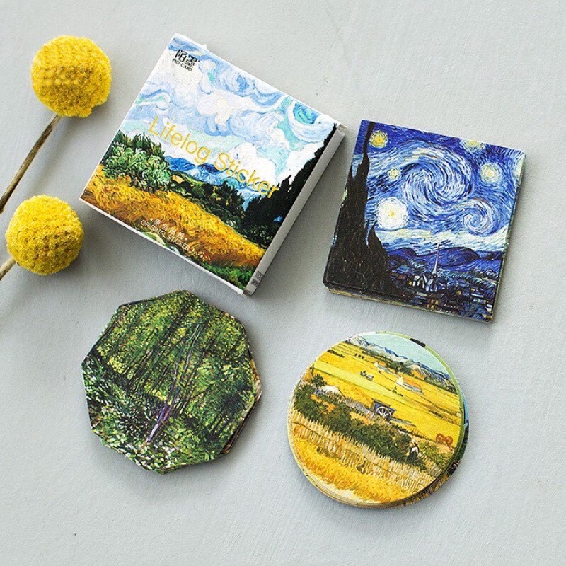 Set 45 miếng dán tranh phong cảnh sơn dầu