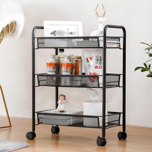 Kệ spa 3 tầng khay mắt lưới có bánh xe