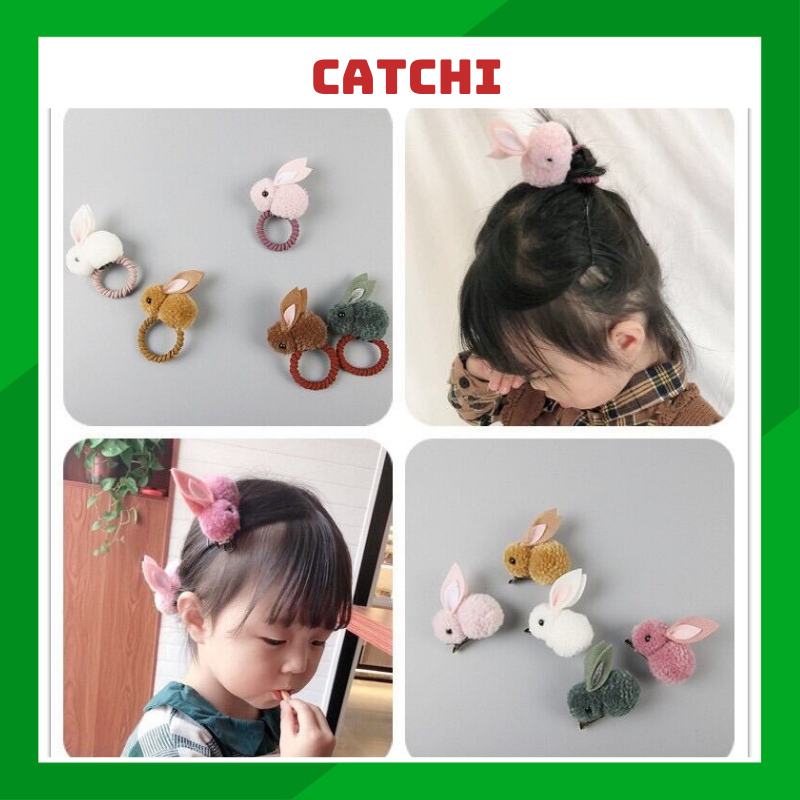 Cột tóc thỏ bông cho bé siu xinh Catchi