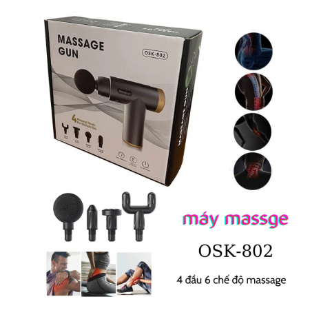 Máy Massage Gun Osk 802 (4 Đầu, 6 Chế Độ Rung)