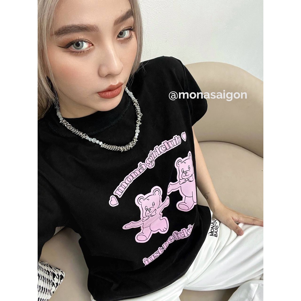 Áo thun baby tee MONÁ - GUMMY ĐEN