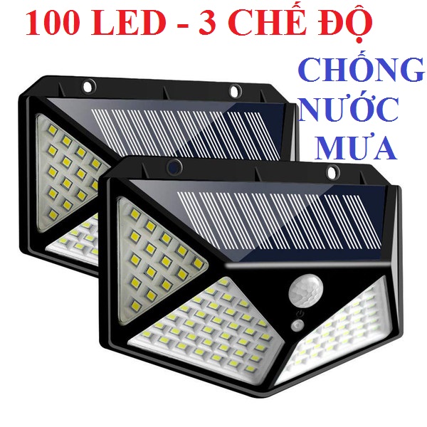Bộ 2 Đèn năng lượng mặt trời Solar 1000 LED siêu sáng, 3 chế độ sáng (Đen) đèn led, đèn cảm biến chuyển động, đèn chống trộm, đèn trang trí sân vườn, đèn ngoài trời