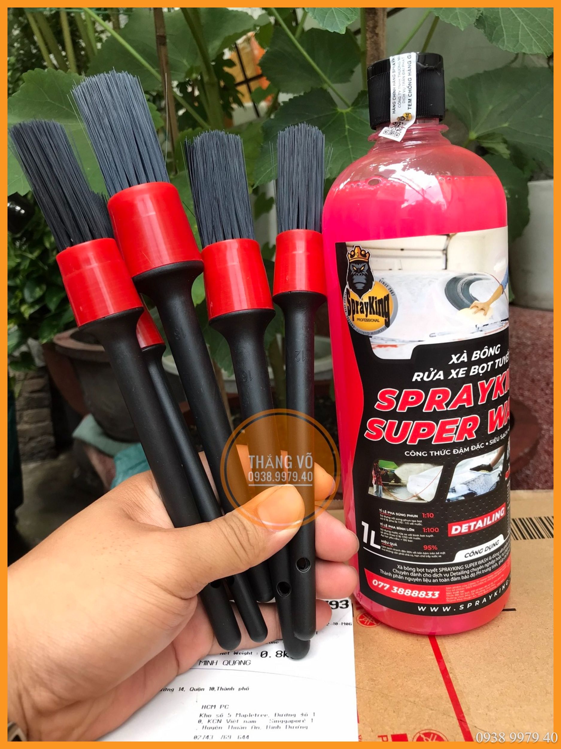 Cọ rửa xe, Bộ dụng cụ rửa xe máy Srayking bọt tuyết combo rửa xe 5 cây cọ vệ sinh phụ kiện xe máy
