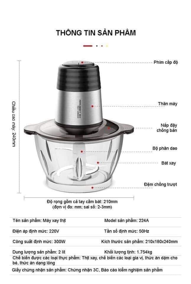 Máy say thịt-máy xay thịt cầm tay đa năng gia đình ,công suất 250W xay thịt,tỏi ớt, rau củ quả XT01, máy xay đa năng
