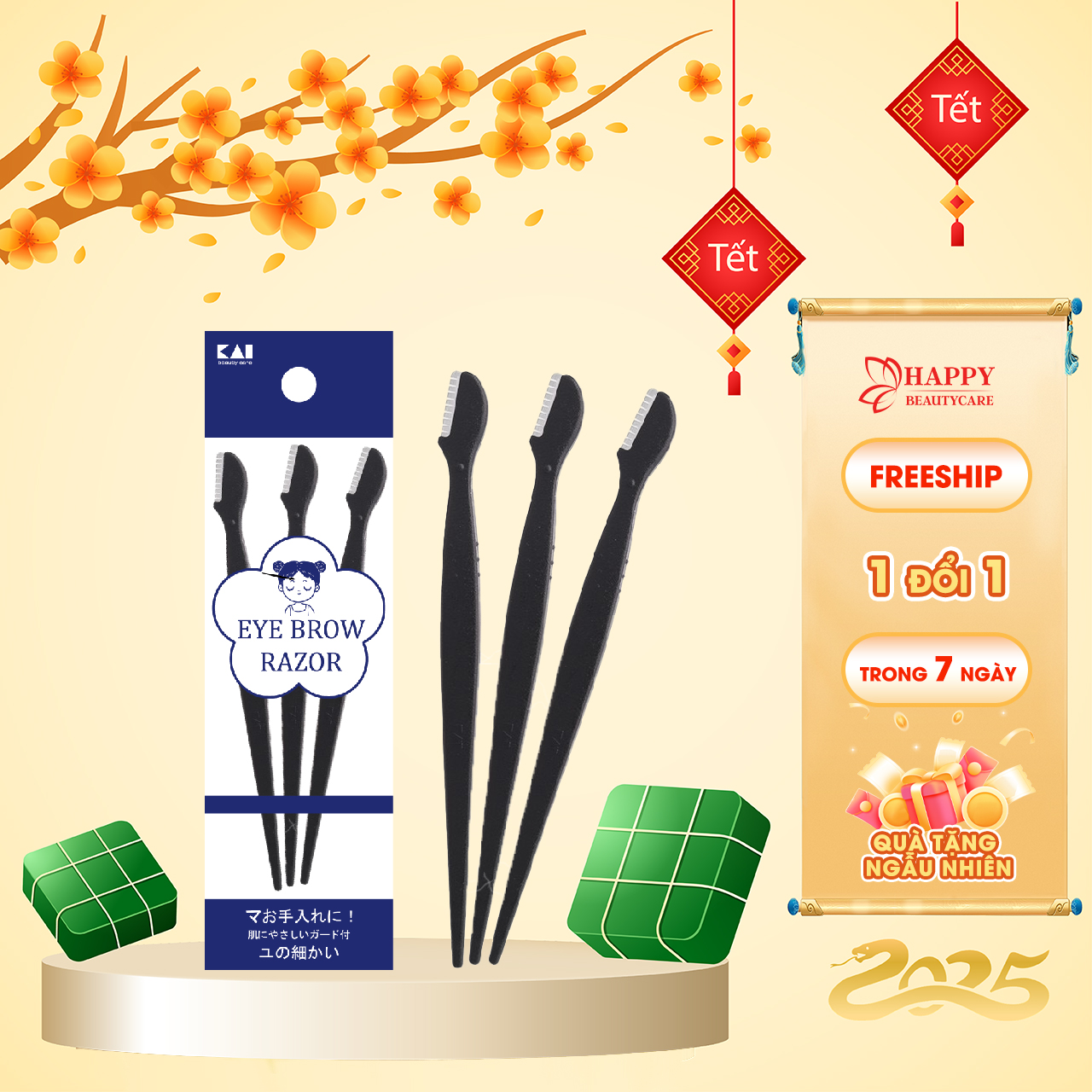 Dao Cạo Dành Cho Lông Mày Cán Dài Kai Groom ( 3 cây )