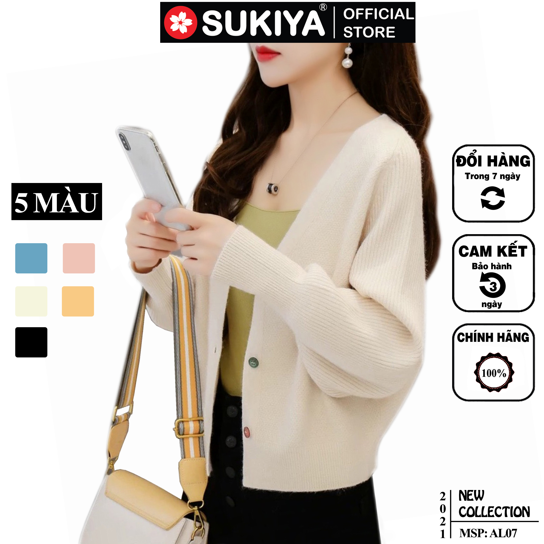 Áo len nữ khoác chất lông cừu sợi nhập khẩu SUKIYA Fashion AL07
