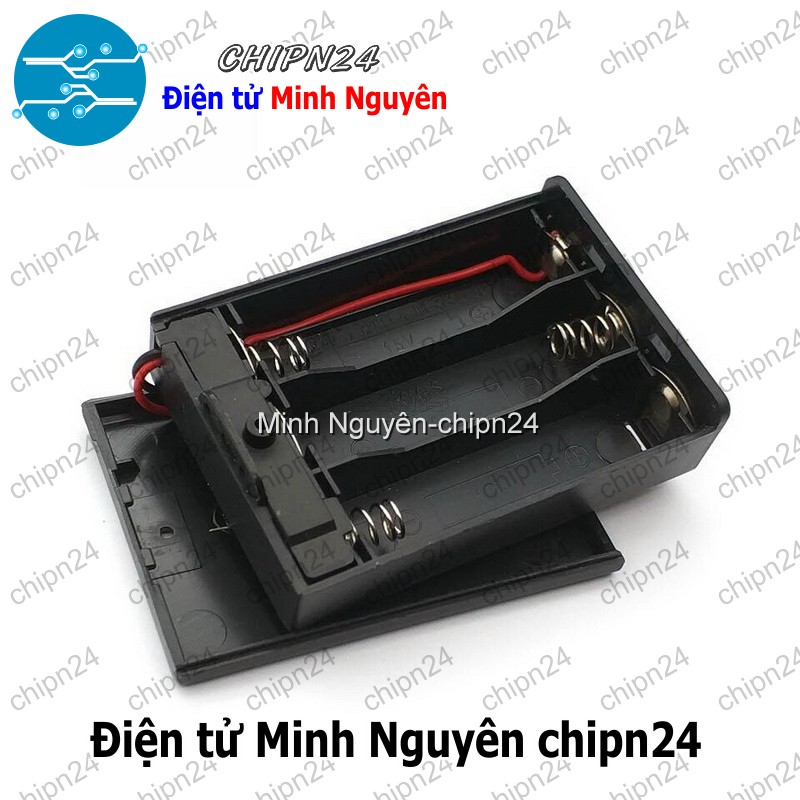 [1 cái] (C11) Hộp Đế pin 3 viên AA (có nắp, có công tắc) - HH000600
