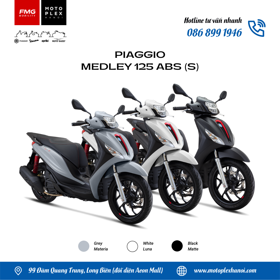 (Trả góp 0%) Xe máy Piaggio Medley 125 ABS (S)