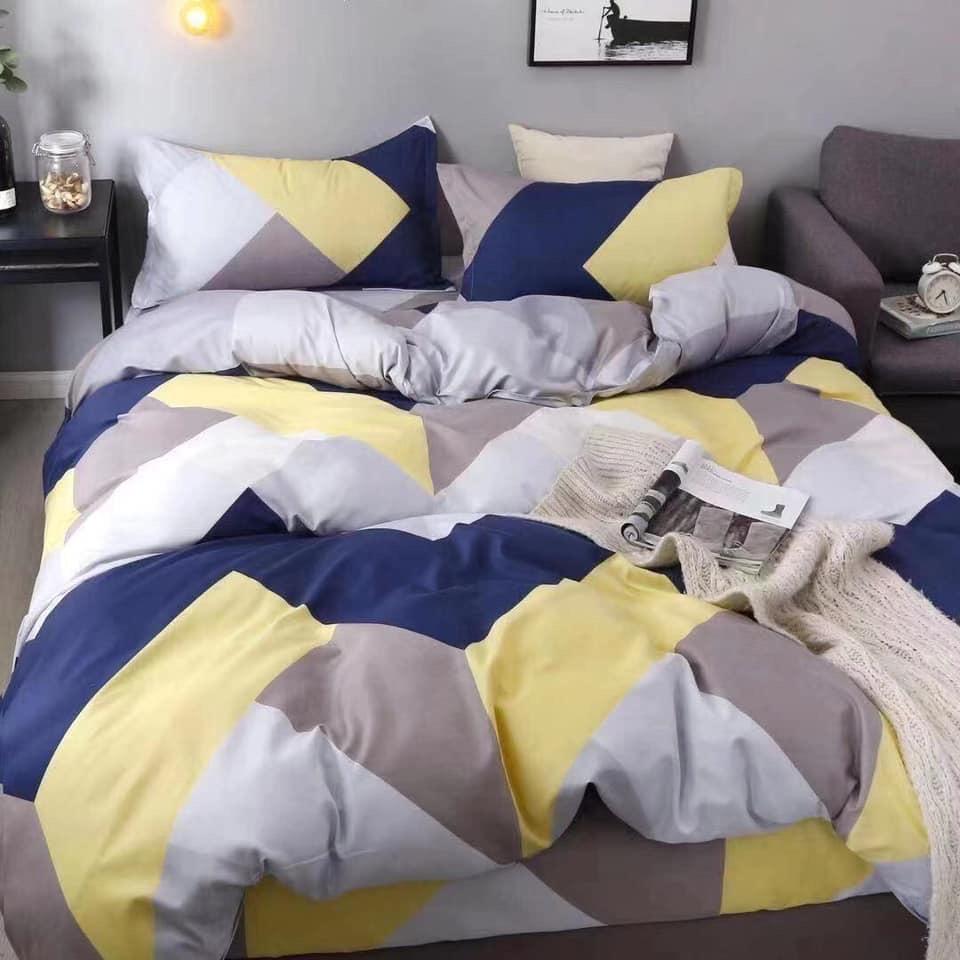 Bộ chăn ga gối phong cách Hàn Quốc ô màu bo chun đủ kích thước.