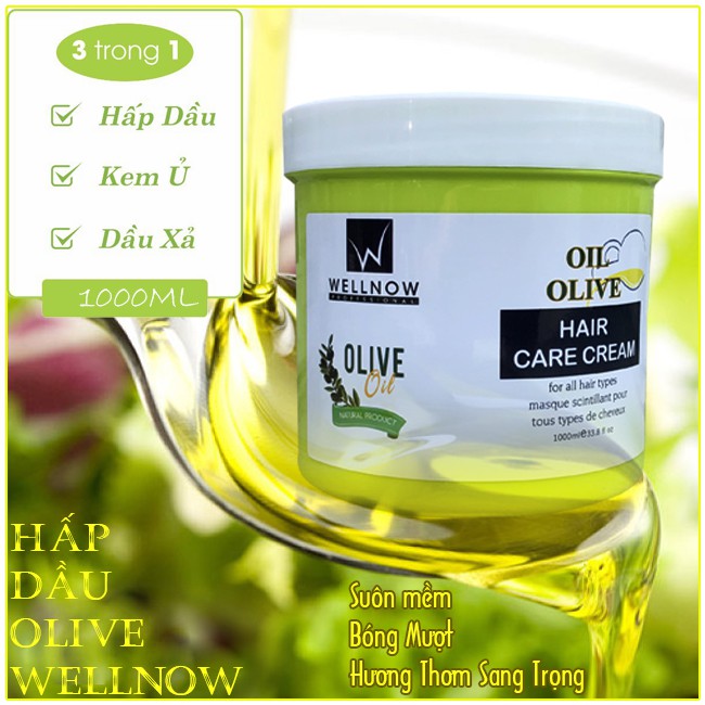 KEM Ủ TÓC HẤP DẦU TINH CHẤT OLIVE OIL WELLNOW 1000ML