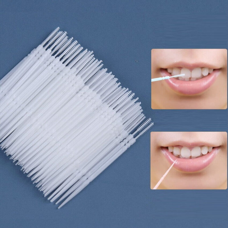 Tăm xỉa răng thế hệ mới bằng nhựa dẻo (gói 50 cái), mảnh, dai, vệ sinh khe kẽ răng, làm sạch kẽ răng đặc biệt tốt cho người niềng răng, chỉnh nha-TIVT nhập khẩu