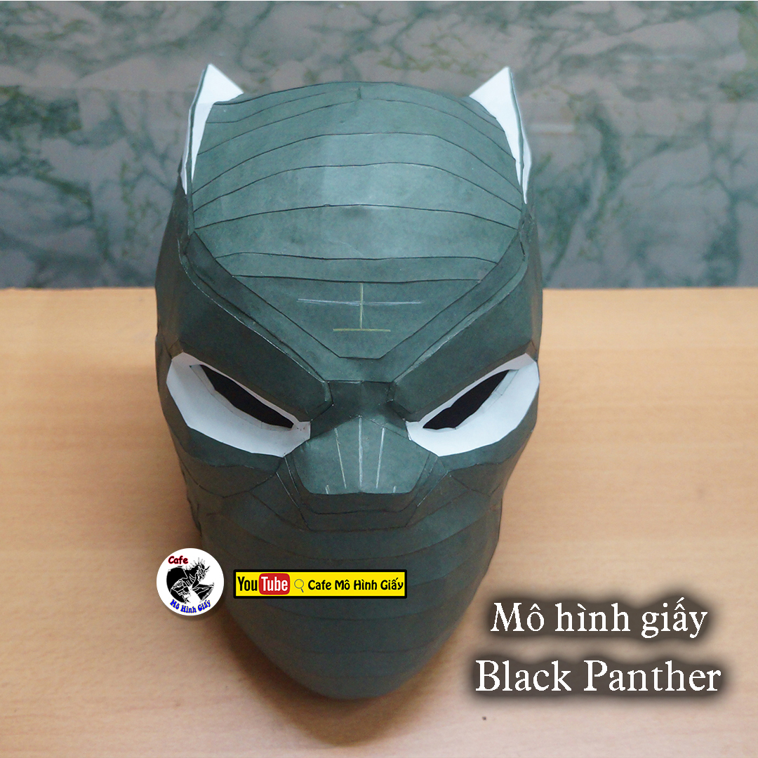 Mô hình giấy mặt nạ Black Panther thành phẩm. Đồ chơi Halloween Cosplay |  