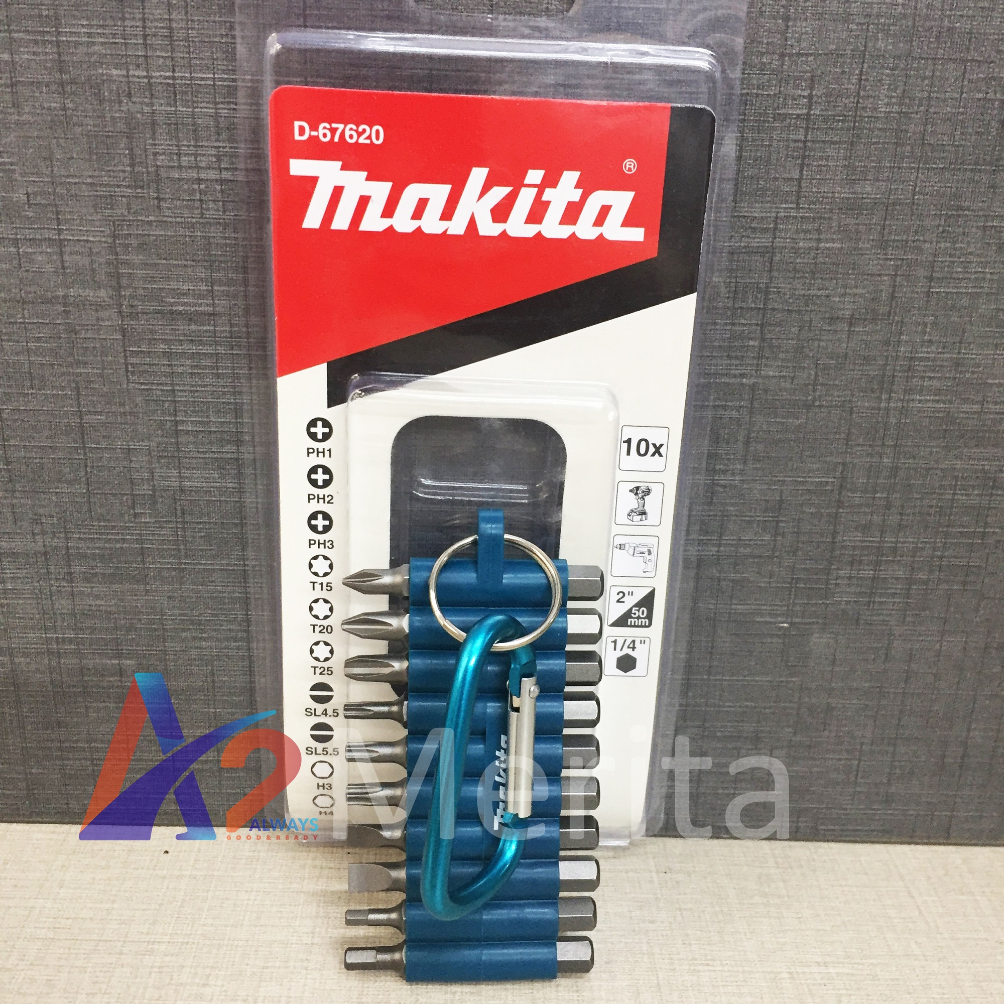 Bộ 10 mũi vít có móc treo makita d-67620