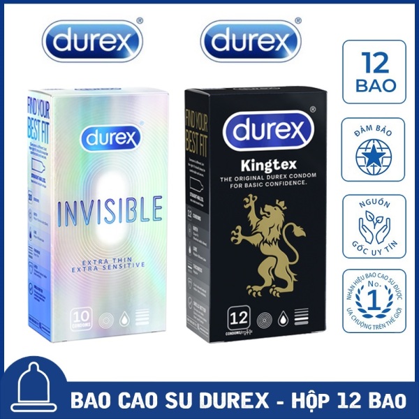 [02 Hộp] Bao Cao Su Durex Invisible Extra Thin cực siêu mỏng + Durex Kingtex size cỡ nhỏ  Che tên sản phẩm