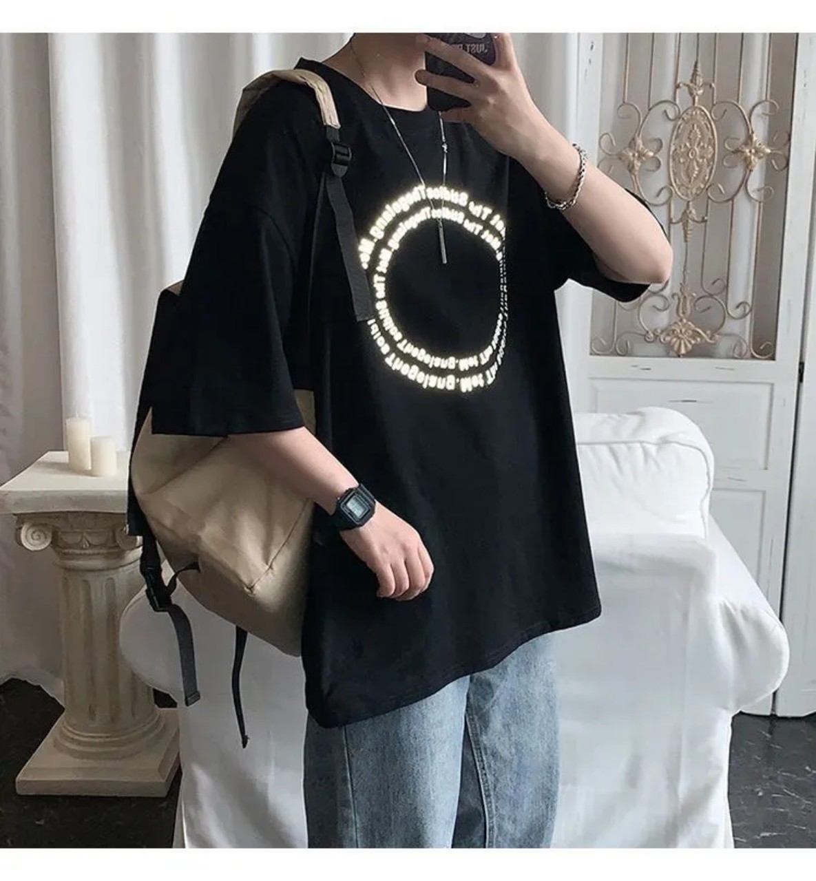 Áo thun Stee Phản quang WORDS CIRCLE Unisex