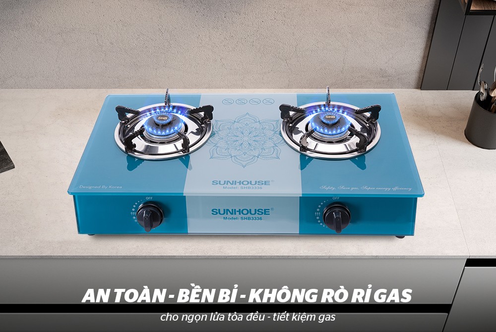 BẾP GAS DƯƠNG KÍNH SUNHOUSE SHB3336 (tiết kiệm mặt kính an toàn bảo hành chính hãng)
