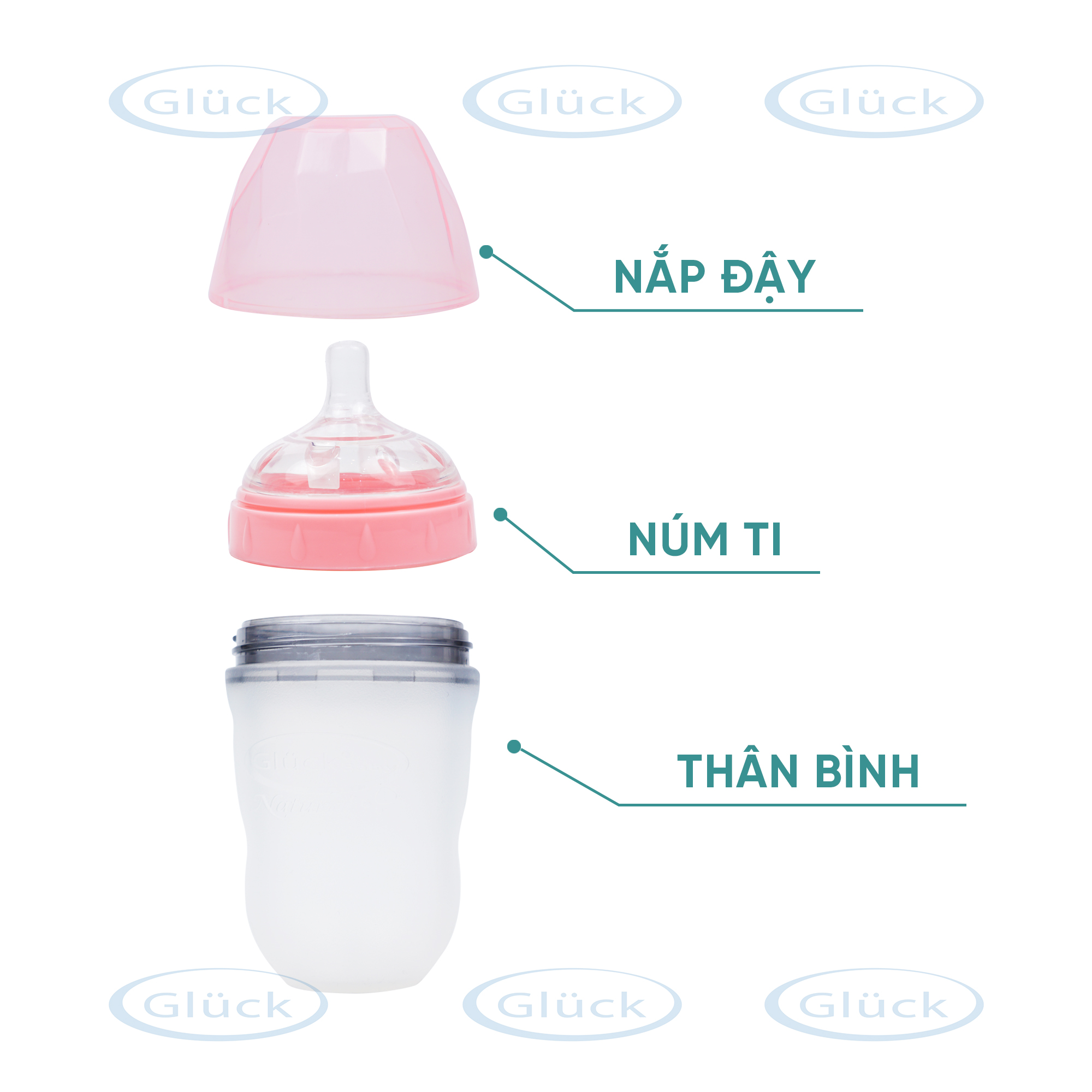 Bình silicon kim cương MMD240 - Gluck Baby