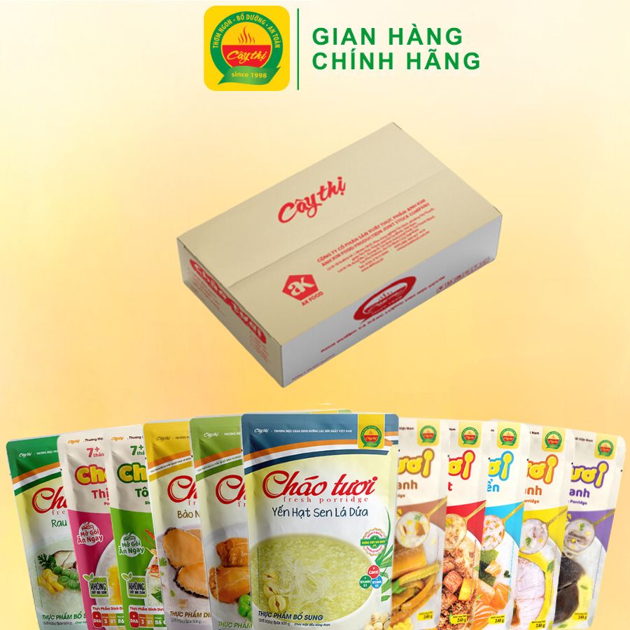 Thùng 30 Gói Đủ 10 Vị Cháo Tươi Cây Thị - Mỗi Vị 3 Gói