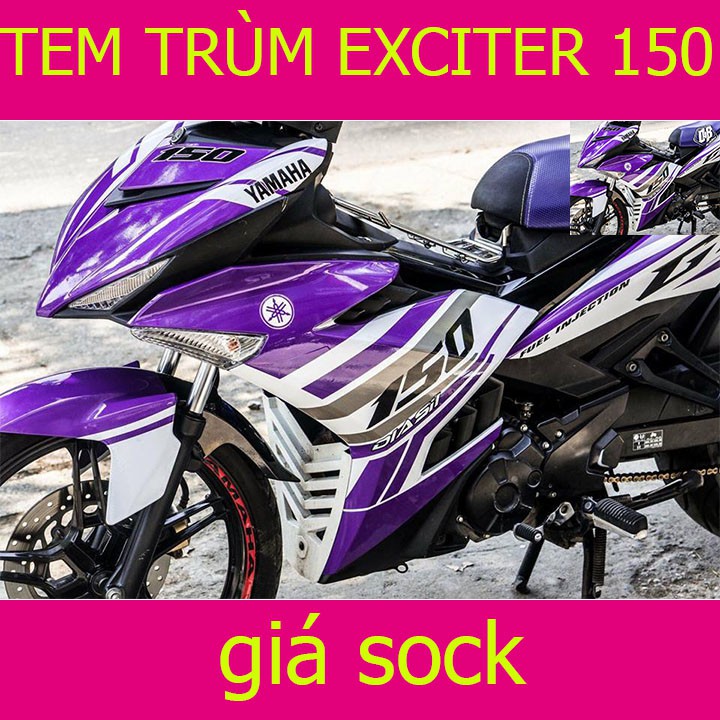 Tem trùm exciter 150 gp tím trắng chế đẹp - giá rẻ - tem trùm tím trắng