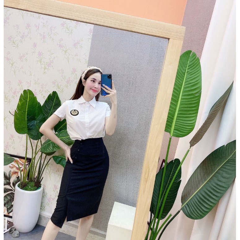 CHân váy công sở dài qua gối