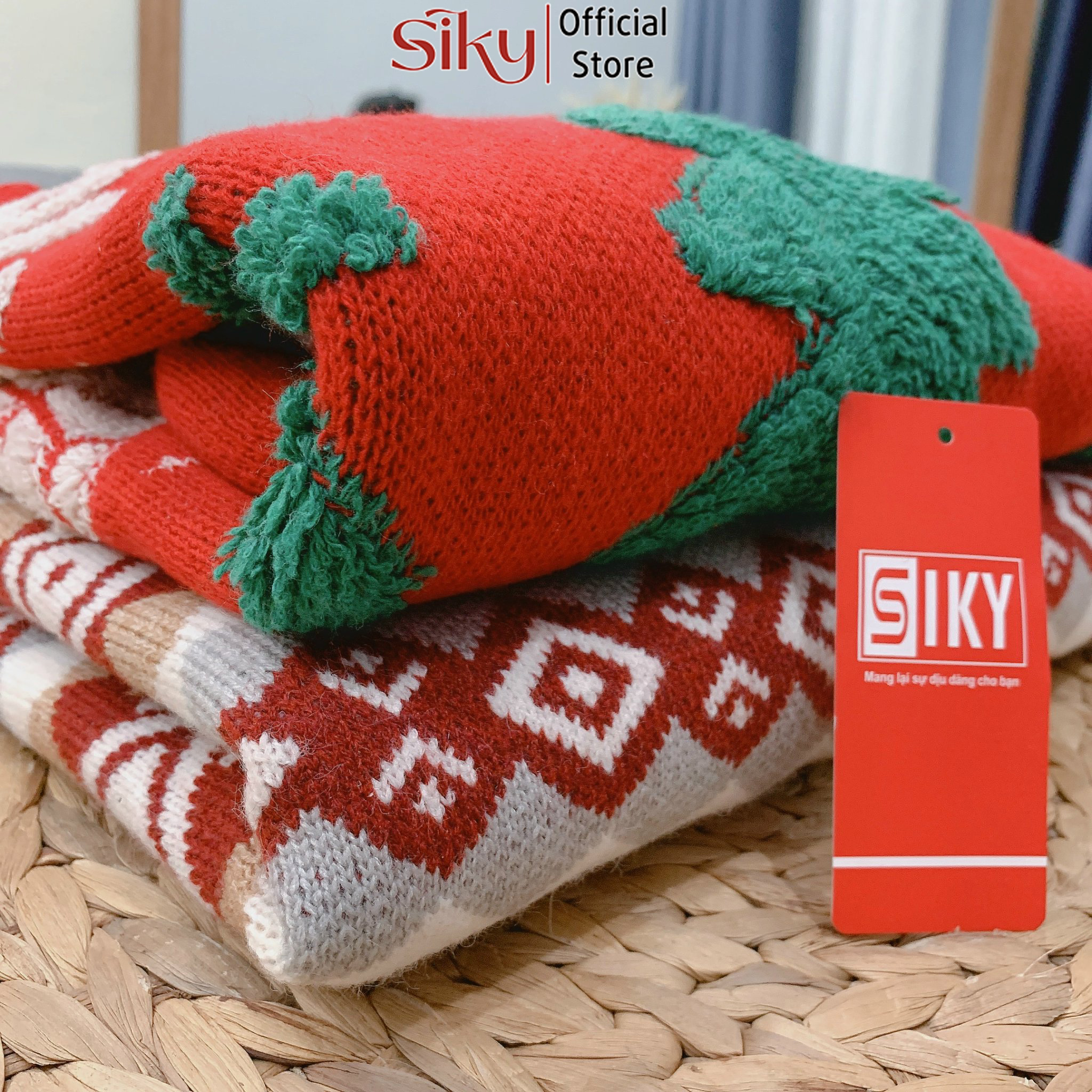 Áo len noel nữ SIKY - len giáng sinh họa tiết boho - AL08