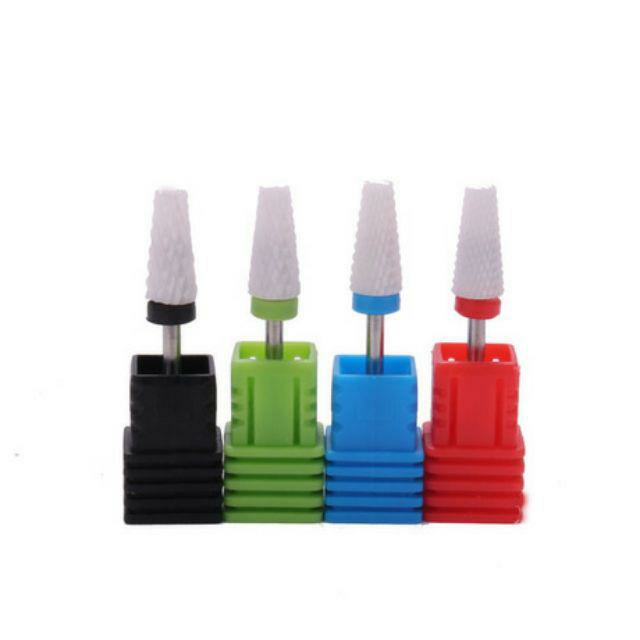 Đầu mài sứ dạng trụ vát.Giúp phá bột , phá đắp gel phá sơn