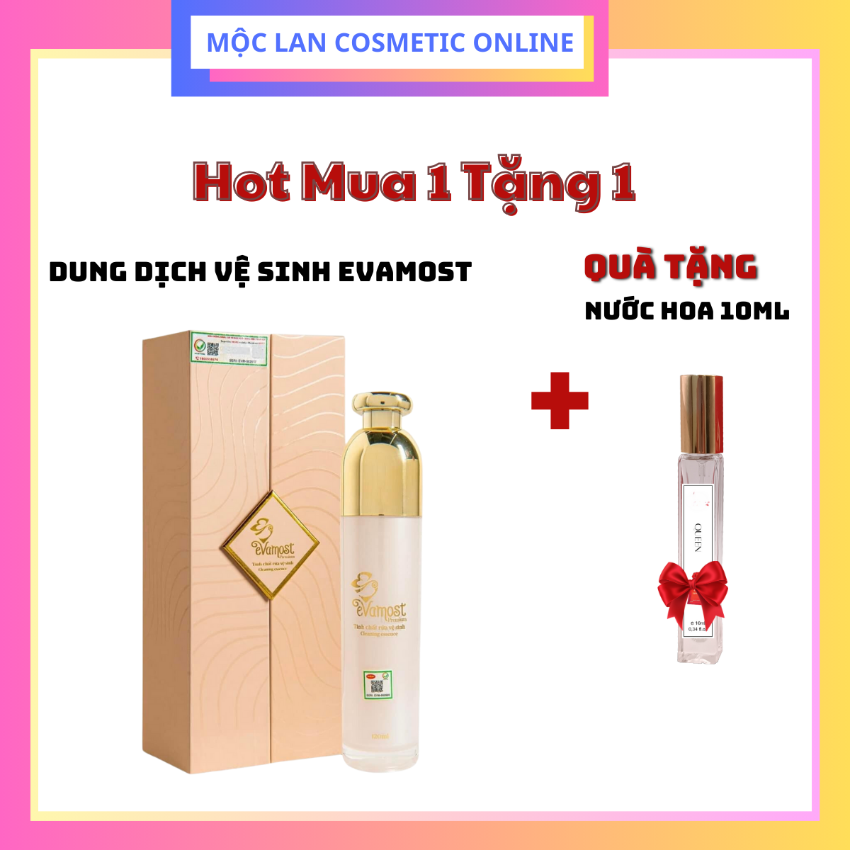 Dung Dịch Vệ Sinh Phụ Nữ Evamost Chai 120ml Chính Hãng Bảo Vệ Làm Sạch Vùng Kín + tặng nước hoa