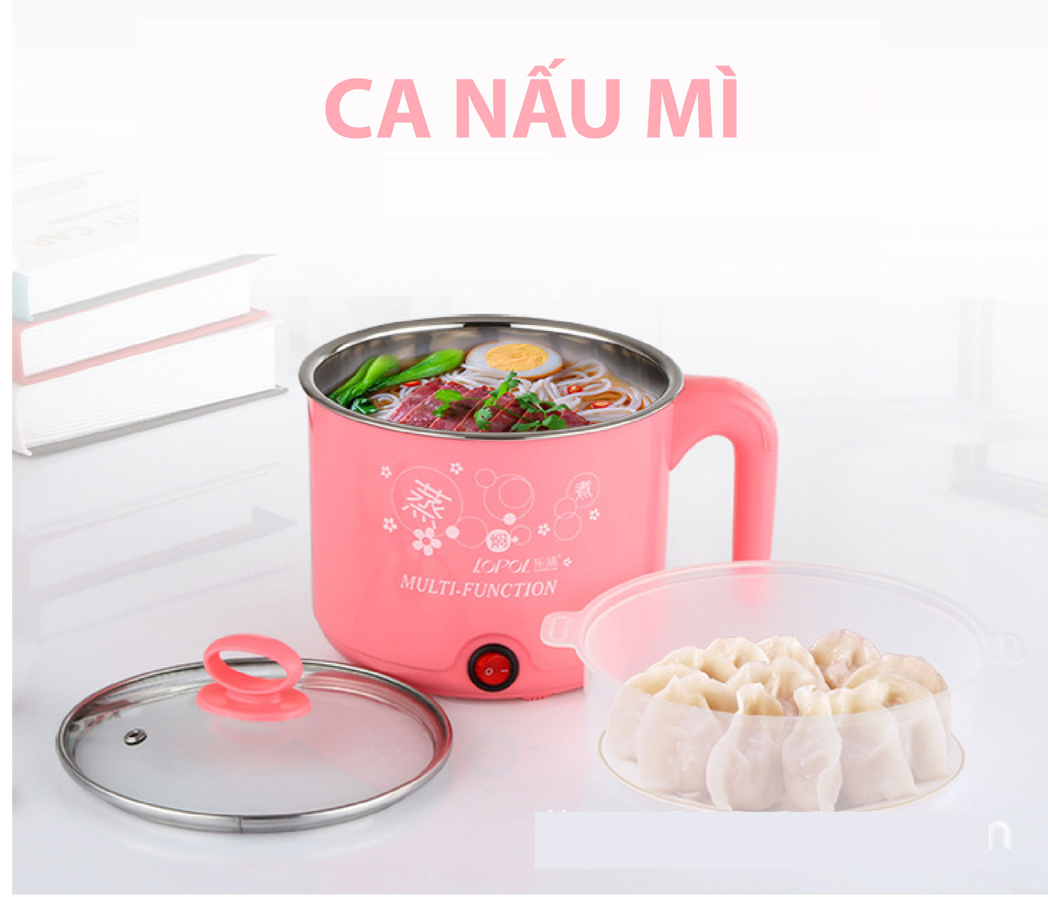 CA NẤU MÌ SIÊU TỐC - 18CM - CÓ LỒNG HẤP NHỰA