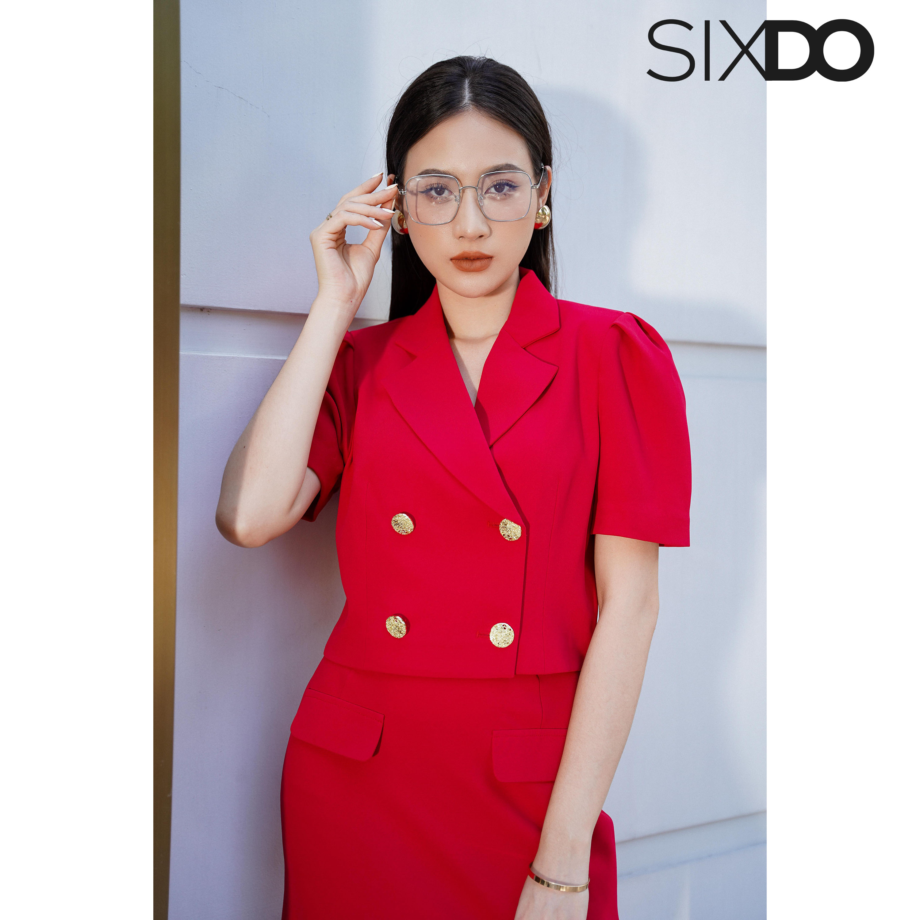 Áo Vest nữ đỏ đậm dáng lửng SIXDO (Dark Red Cropped Vest)