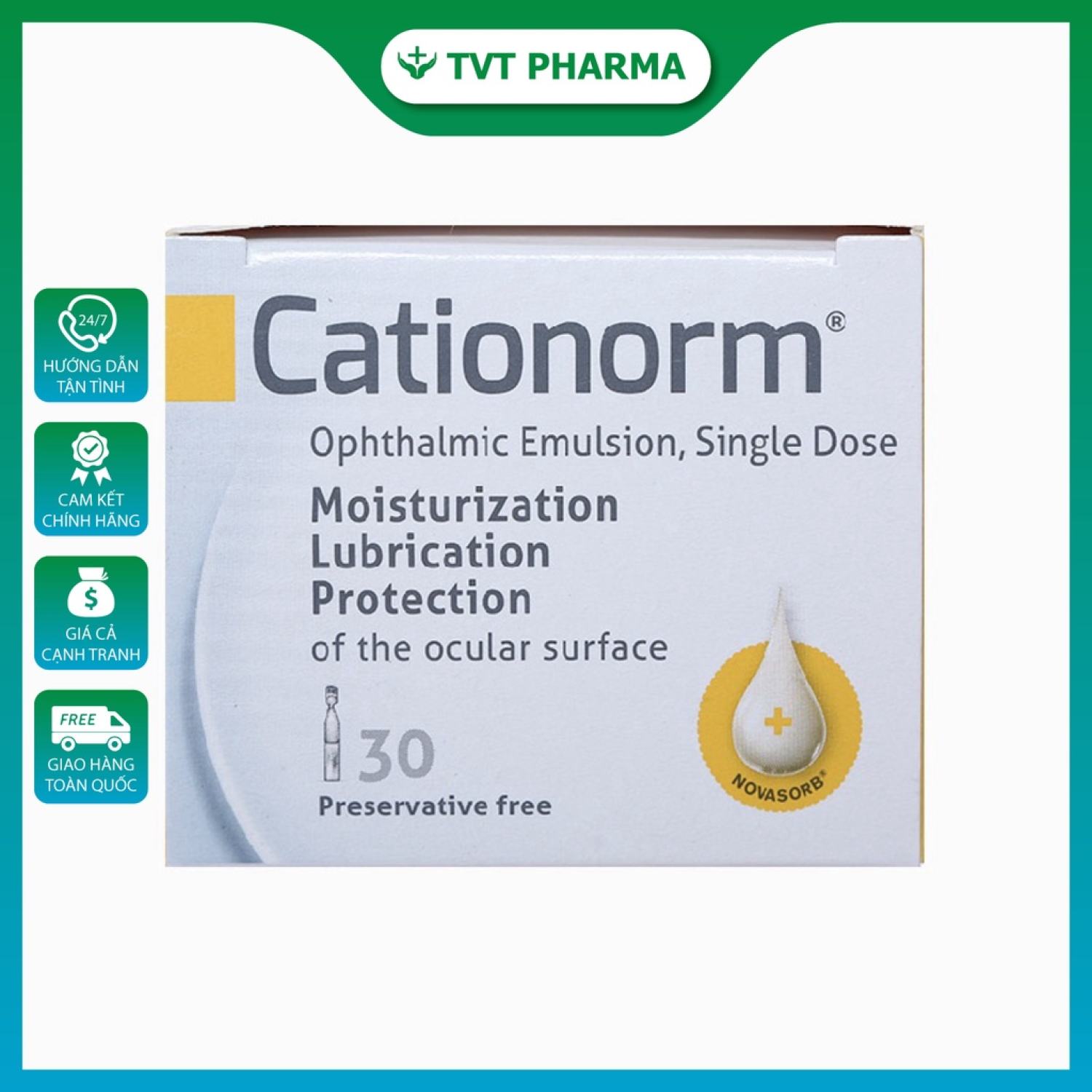 ✅Cationorm. Hộp 30 ống, mỗi ống 0.4ml date mới 2026