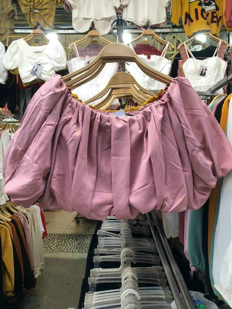 Áo croptop trễ vai 2 lớp - Áo kiểu nữ