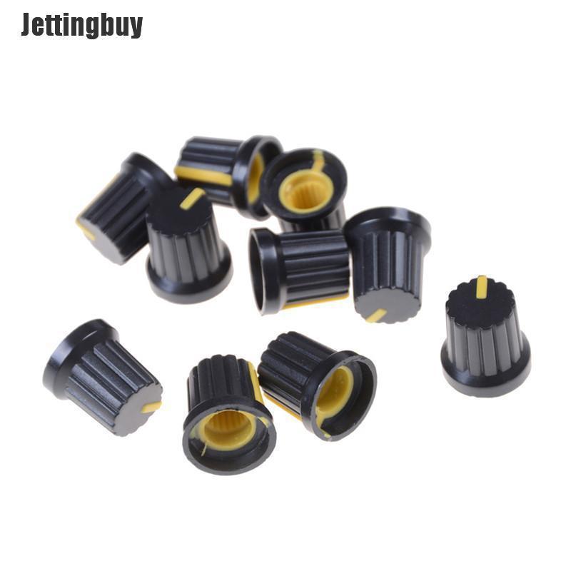 Jettingbuy 10Pcs Potentiometer Switch Knob Cap Hole Dia 6mm Volume Control Rotary Knob Cap