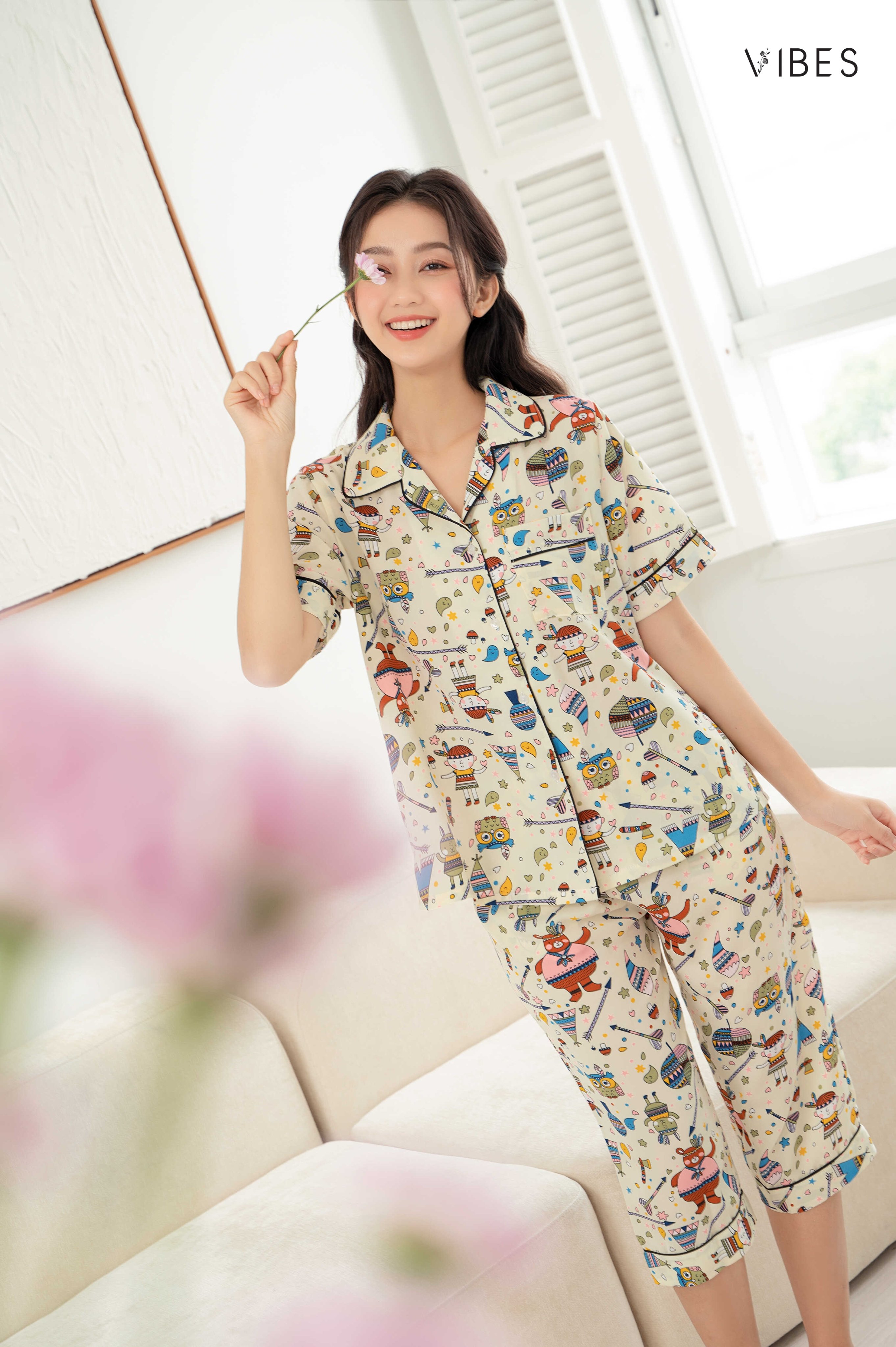 VIBES Pijama lửng Owl Capri Py Set