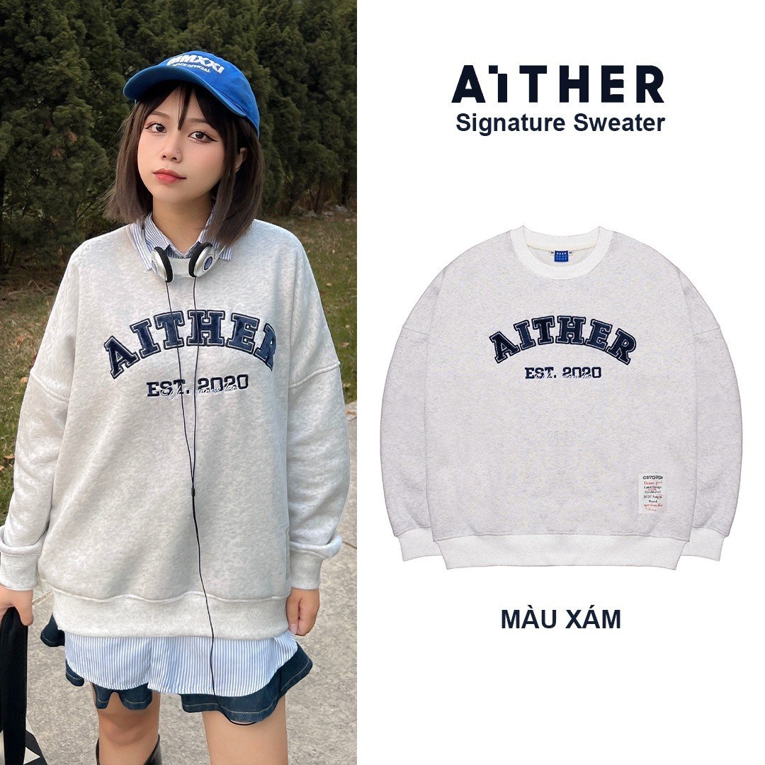 AITHER STUDIO - Áo nỉ SIGNATURE SWEATER FORM RỘNG