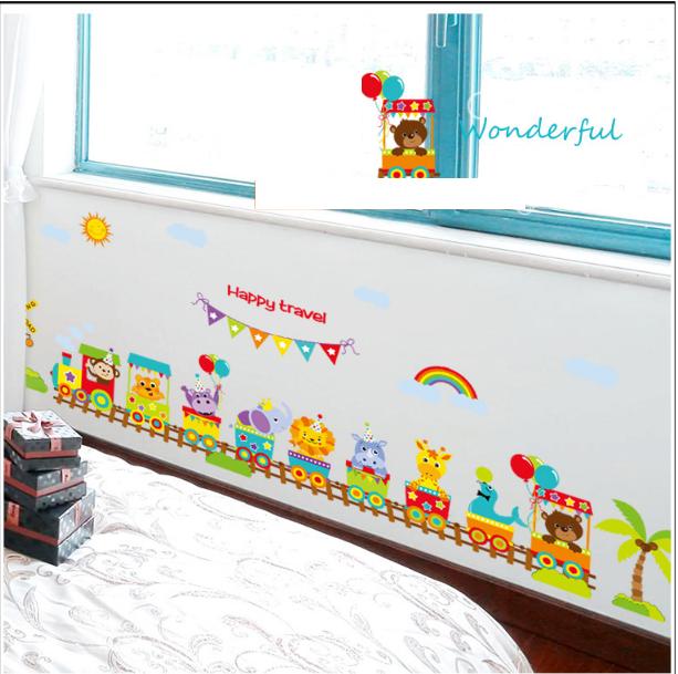 Decal trang trí tường - Xe Lửa Thú vui nhộn mẫu 02