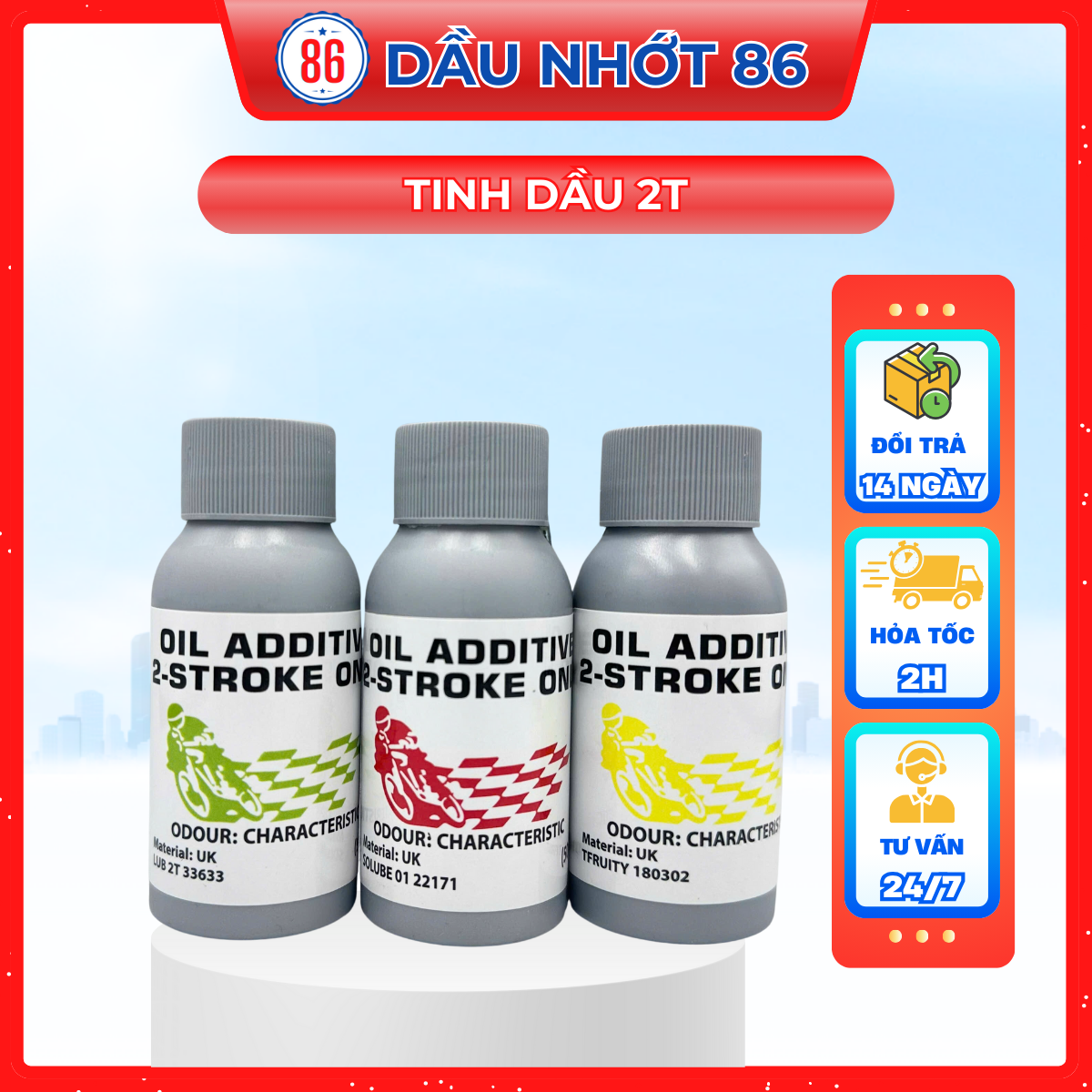 Phụ gia tinh dầu thơm 2T pha xăng cho xe 2 thì
