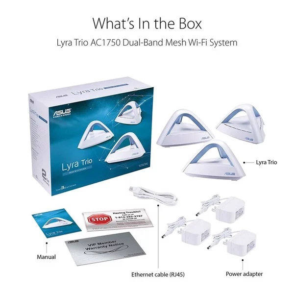 Asus Lyra Trio Router MAP-AC1750 (3PK) (MESH WI-FI)