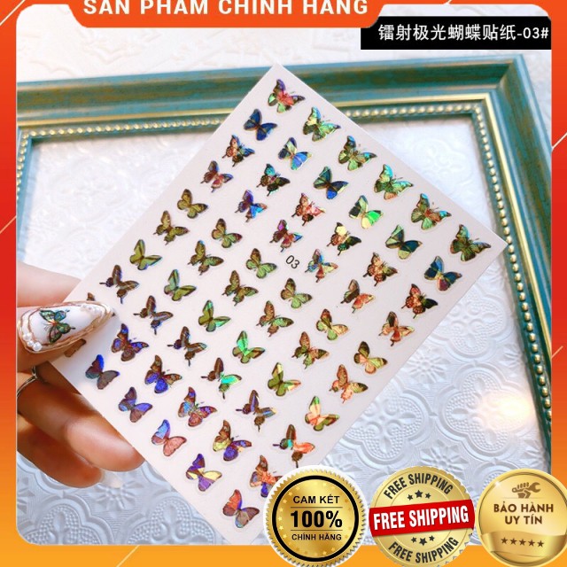 Stick bướm laze, stick bướm phản quang trang trí móng