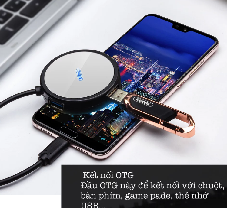 [HCM]Hub chuyển đổi USB Type C ra 4 cổng USB tốc độ cao Remax RU-U20