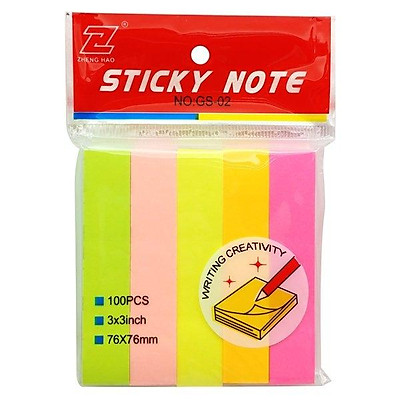 Giấy Note  Dạ Quang 5 Màu Size 76x76mm - Combo 3 Xấp