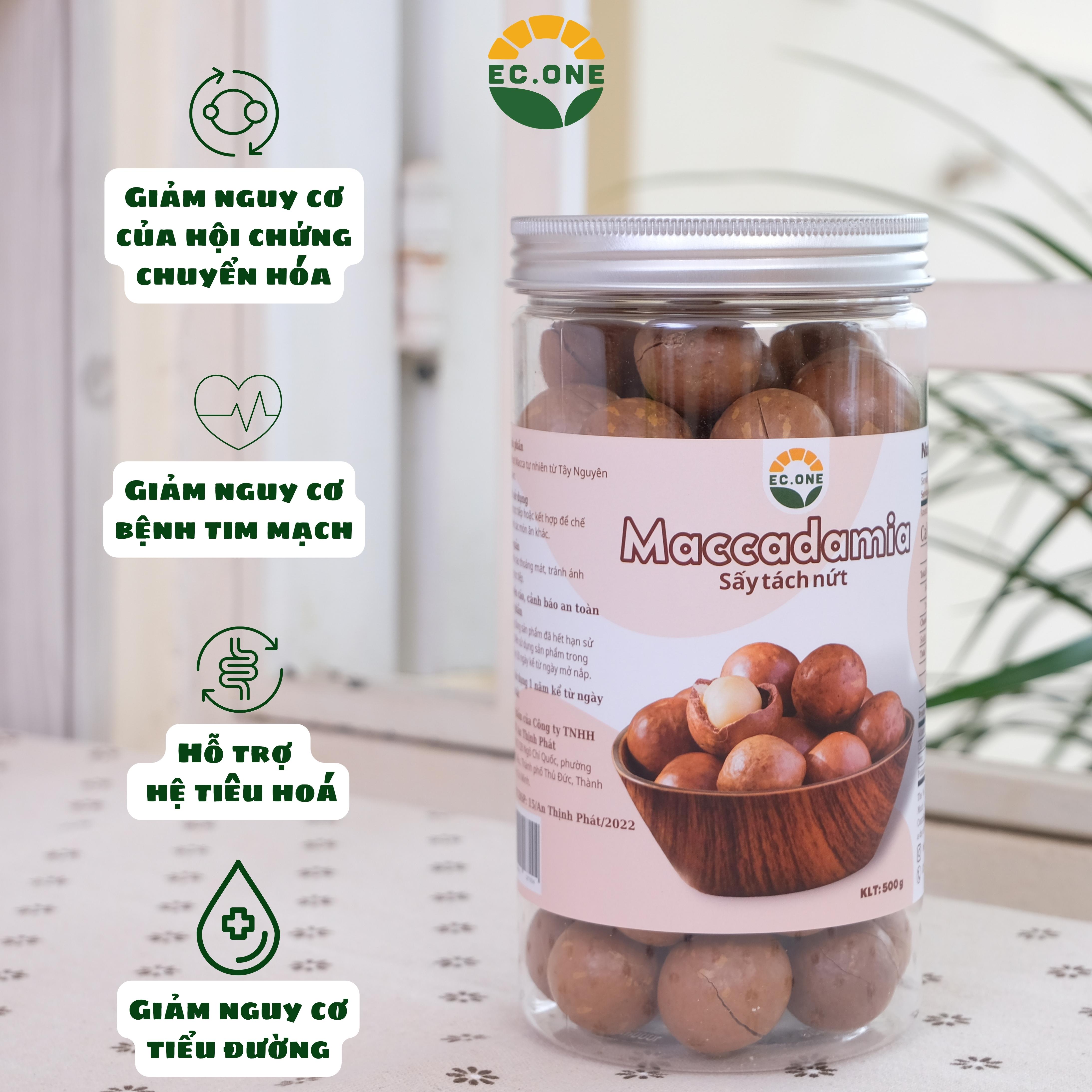 Hạt Macca sấy tách nứt nguyên vị By Ec-One (hũ pet 500g)